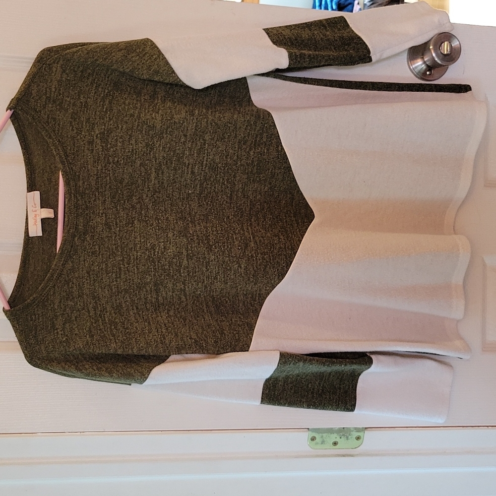 Green and white sweater